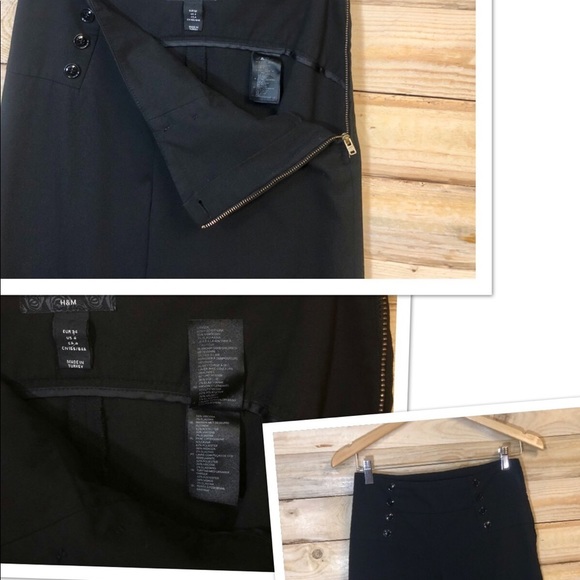 H &M SAILOR WIDE LEG High waist Black pants ,size 4 - Picture 7 of 13